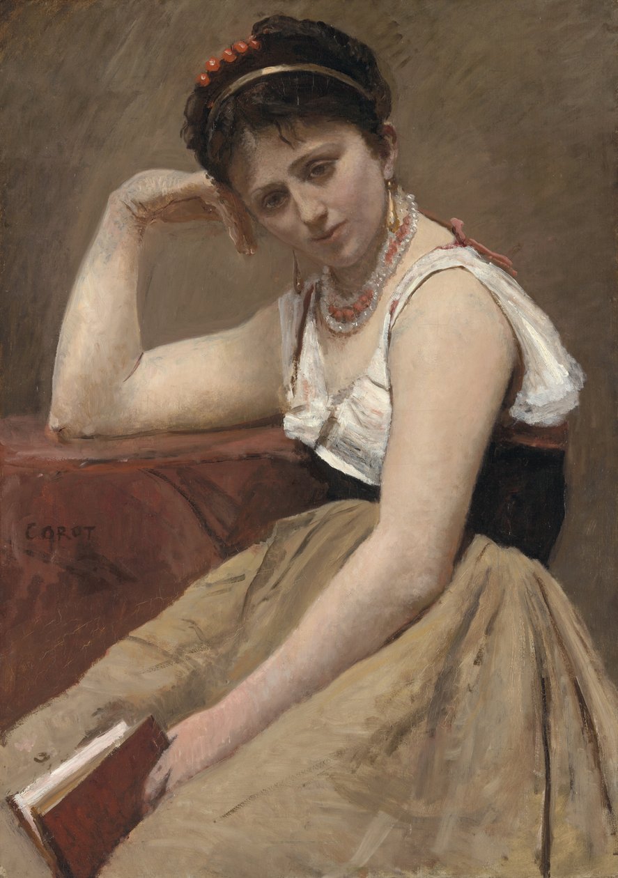 Megszakított olvasás alkotó: Jean Baptiste Camille Corot
