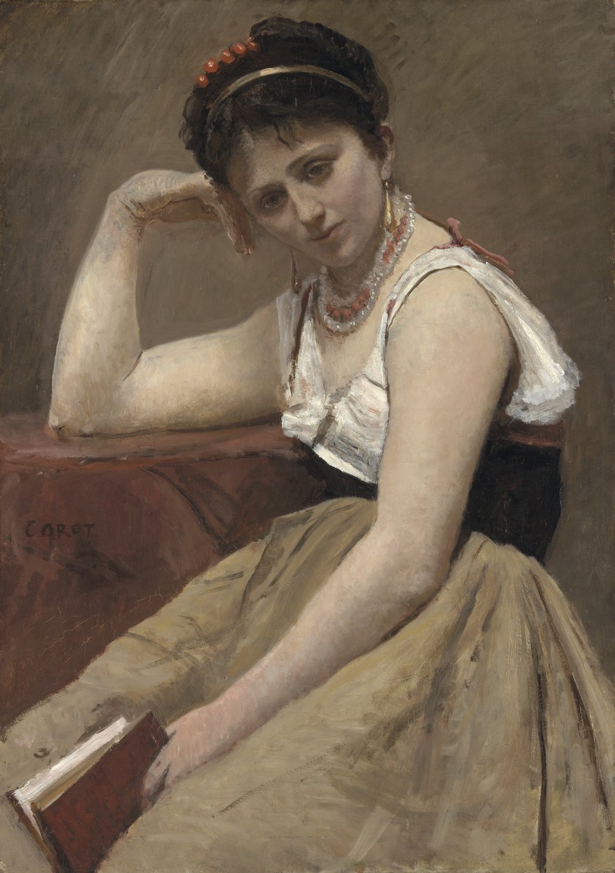 Megszakított olvasás, 1870 körül alkotó: Jean Baptiste Camille Corot