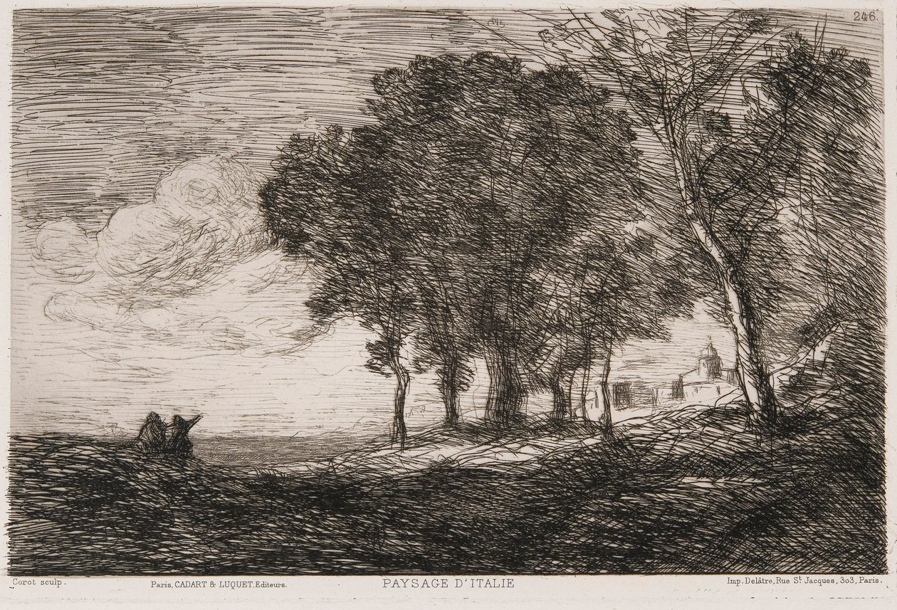 Olasz táj, 1865. alkotó: Jean Baptiste Camille Corot
