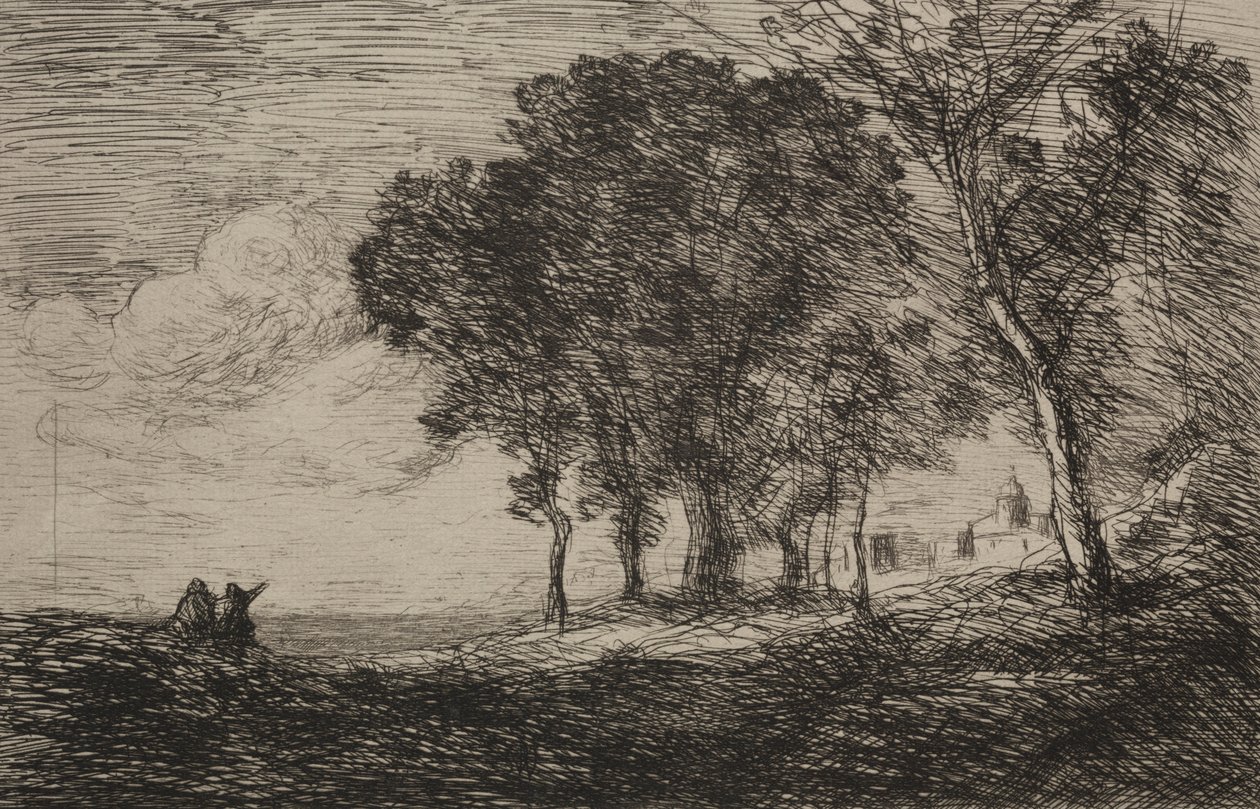 Olasz táj, c. 1865. alkotó: Jean Baptiste Camille Corot