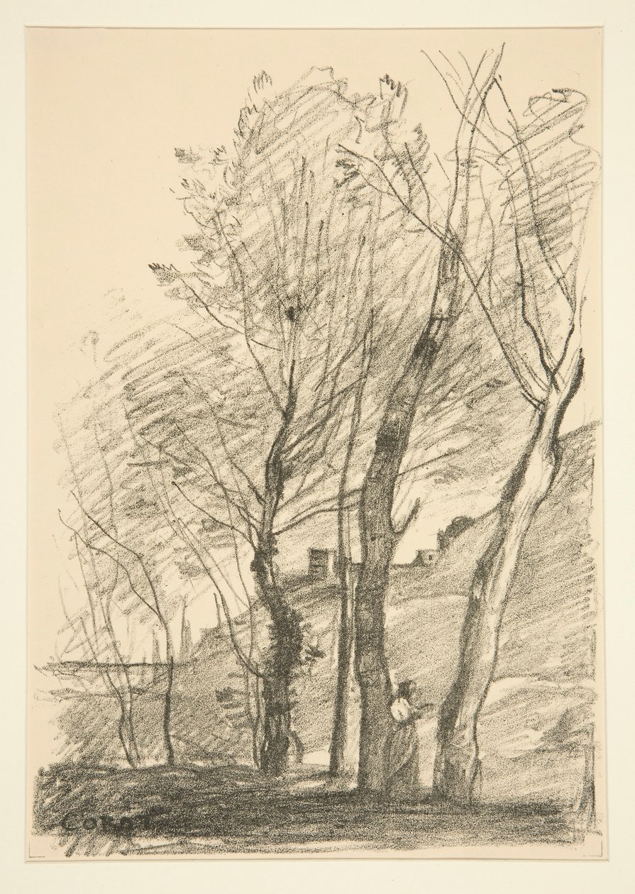 La Lecture sous les arbres (Olvasás a fák alatt) alkotó: Jean Baptiste Camille Corot