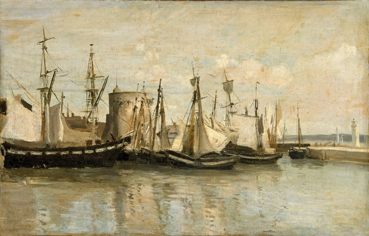 La Rochelle. Bejárat a strandolt kikötőbe alkotó: Jean Baptiste Camille Corot