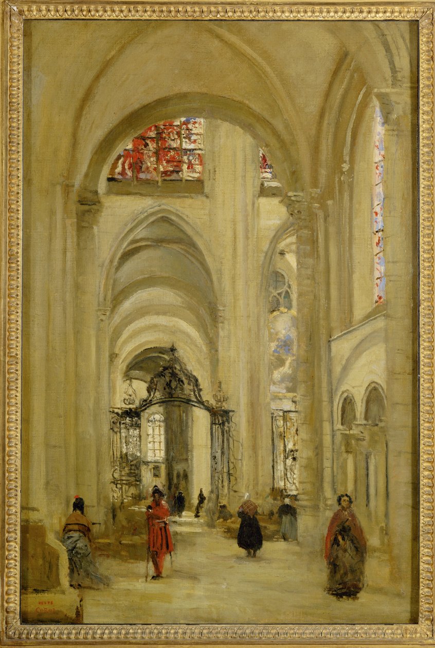 A sens-i katedrális belülről ... alkotó: Jean Baptiste Camille Corot