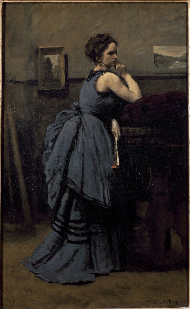 Hölgy kékben (olaj, vászon alkotó: Jean Baptiste Camille Corot