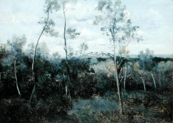 Le Mont Valerian (olaj a panelen) alkotó: Jean Baptiste Camille Corot
