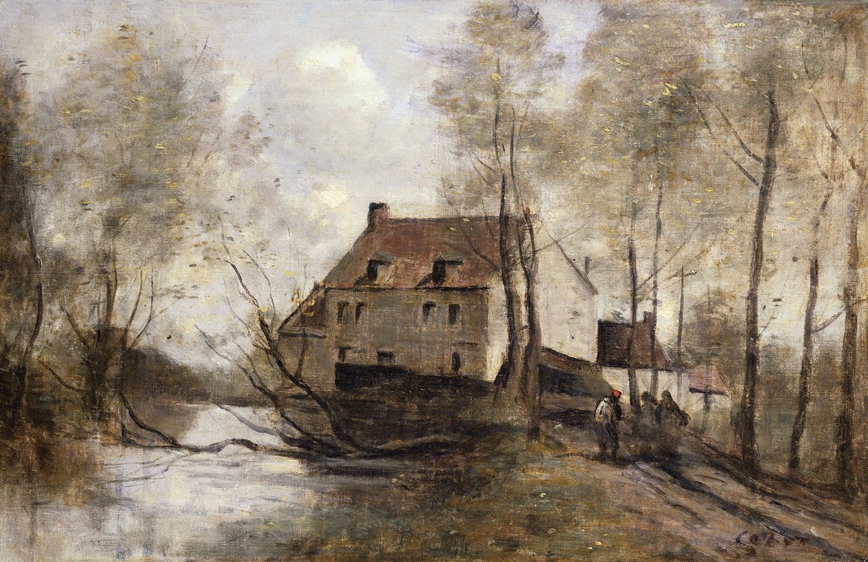 Le Moulin Brule, Planque, Douai közelében alkotó: Jean Baptiste Camille Corot