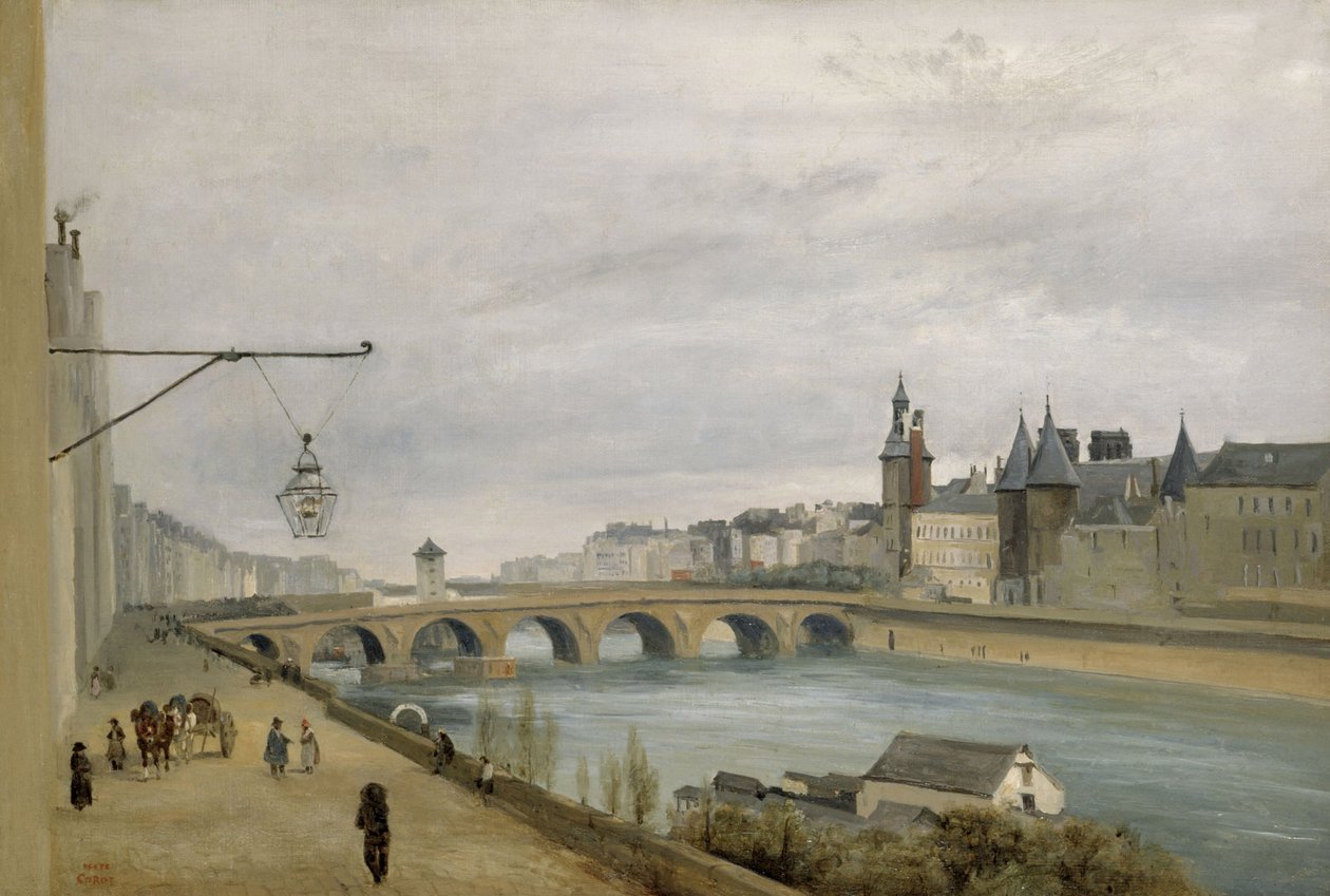 A Pont au Change a Quai de Gesvres felől nézve (1830), 1830 körül (olaj, vászon) alkotó: Jean Baptiste Camille Corot
