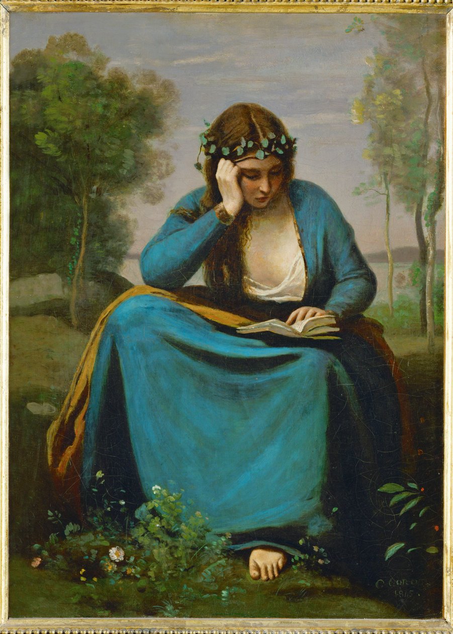Liseuse couronee des Fleurs vagy La Muse de Virgil ... alkotó: Jean Baptiste Camille Corot