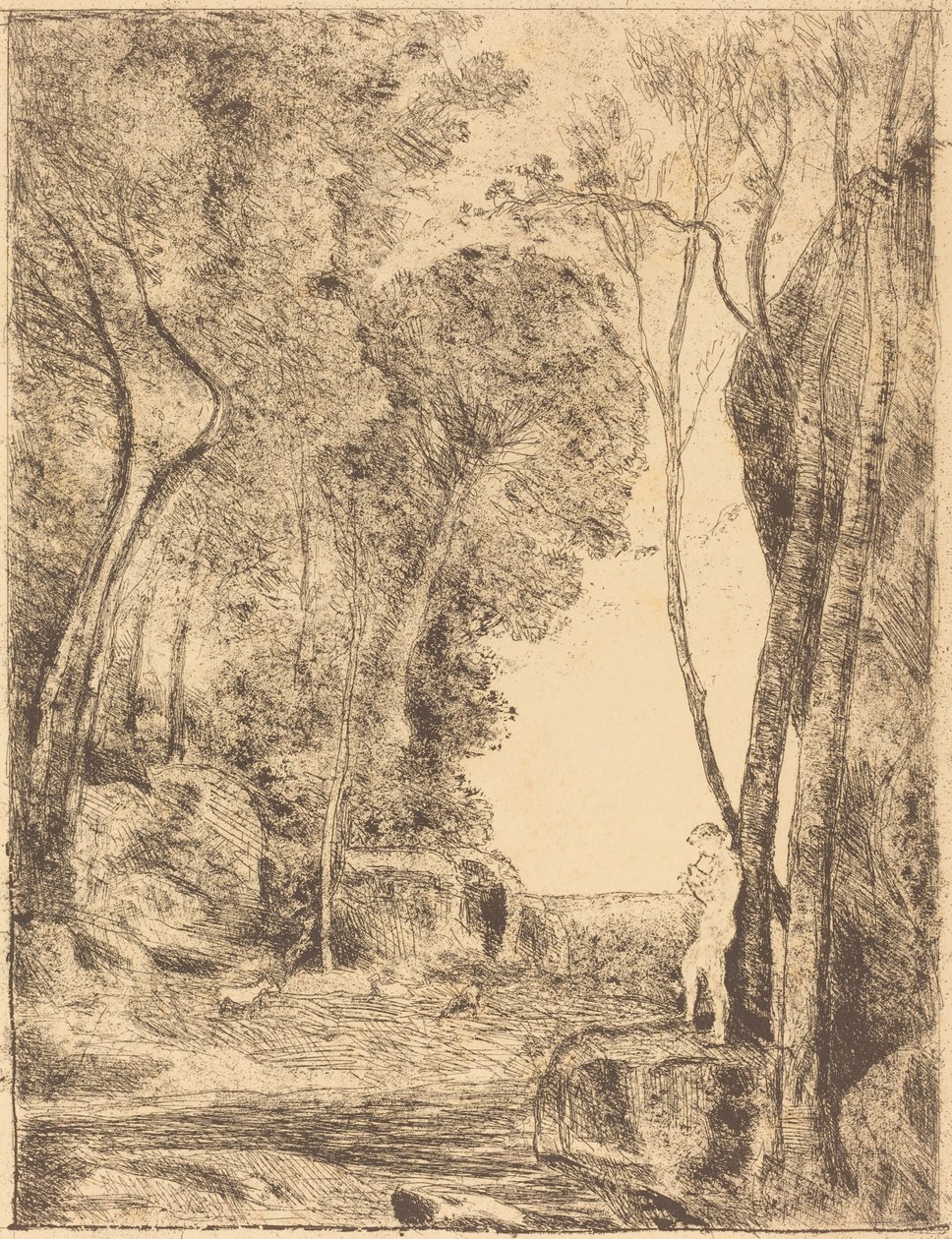 Kis juhász, 1. tányér (Le Petit Berger) alkotó: Jean Baptiste Camille Corot