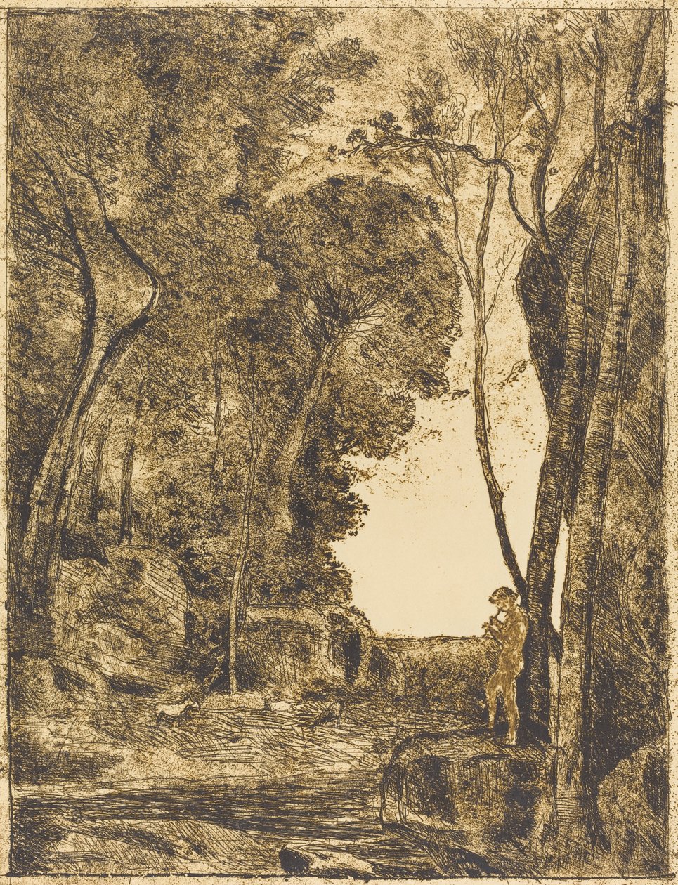 Kis juhász, 1. Le Petit Berger tábla, 1855. alkotó: Jean Baptiste Camille Corot