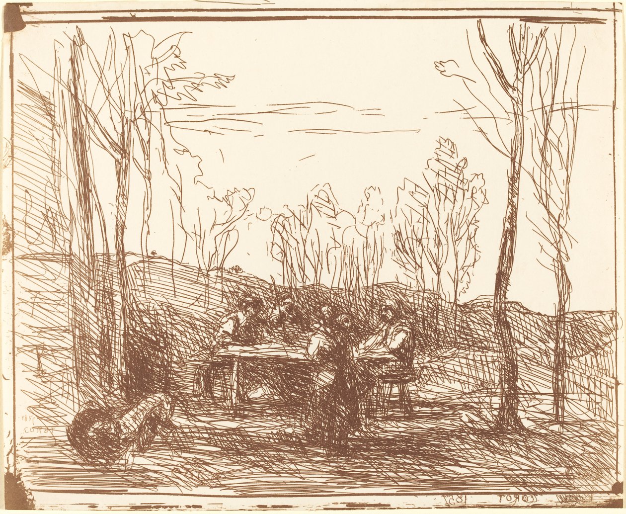 Ebéd a tisztáson Ebéd a tisztáson, 1857. alkotó: Jean Baptiste Camille Corot