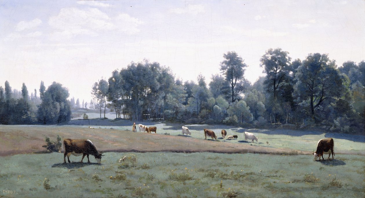 Marcoussis – Tehenek legeltetése, 1845-50 alkotó: Jean Baptiste Camille Corot