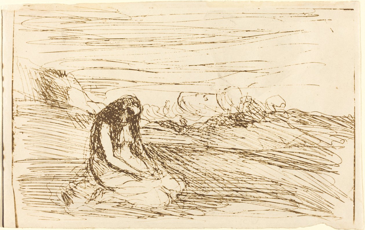 Mária Magdolna a meditációban (Madeleine en meditation) alkotó: Jean Baptiste Camille Corot