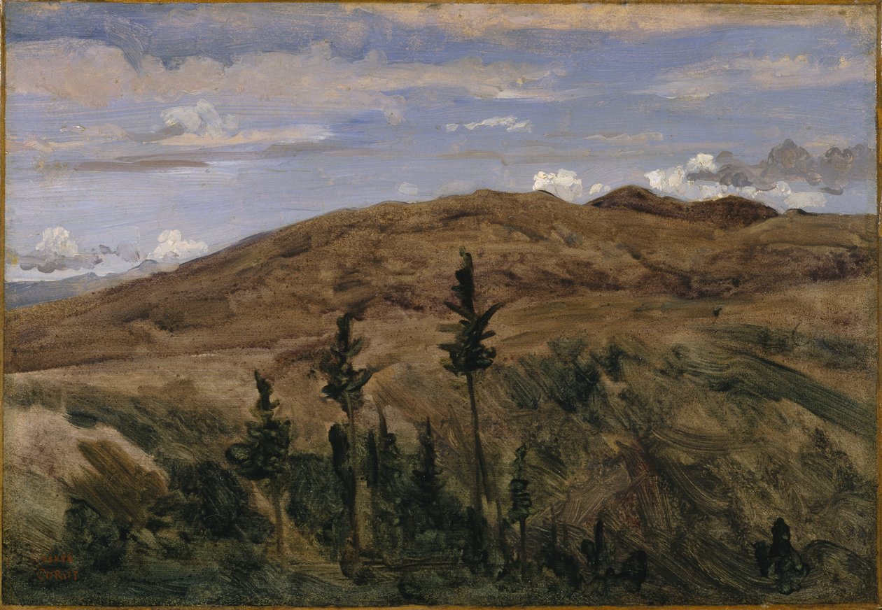 Hegyek Auvergne-ben, 1841-42 (olaj, papír, vászonra festve) alkotó: Jean Baptiste Camille Corot