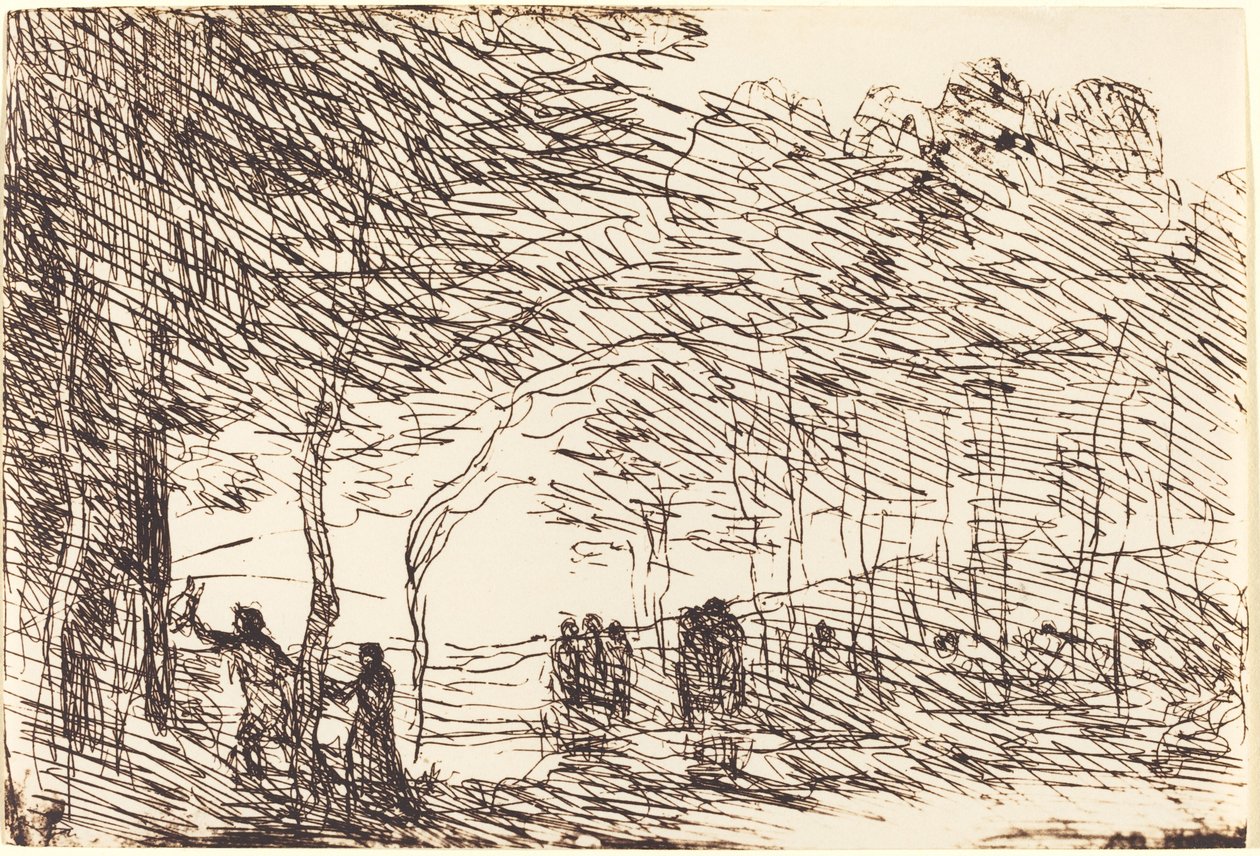 Orpheus vezető Eurydice Orphe magával ragadó Eurydice, 1860. alkotó: Jean Baptiste Camille Corot