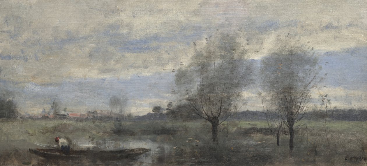 Palluel, csónakos a mocsárban alkotó: Jean Baptiste Camille Corot
