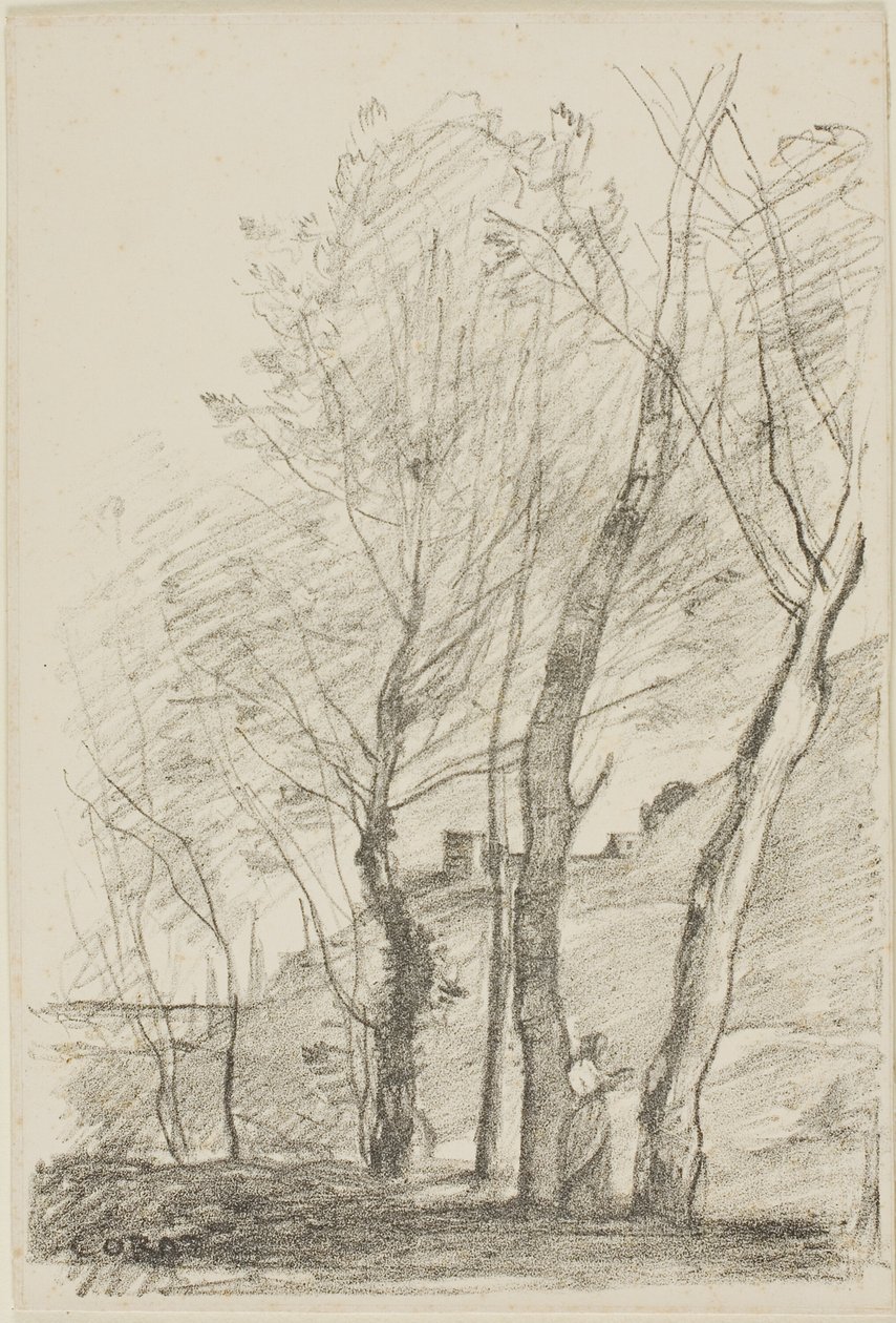 Olvasás a fák alatt alkotó: Jean Baptiste Camille Corot