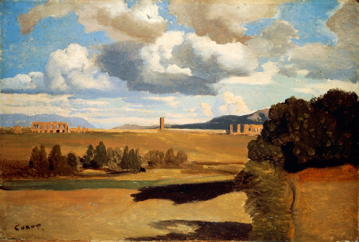 Római Campagna Claudian Aqueducttal, Jean-Baptiste-Camille Corot (1796-1875) alkotó: Jean Baptiste Camille Corot