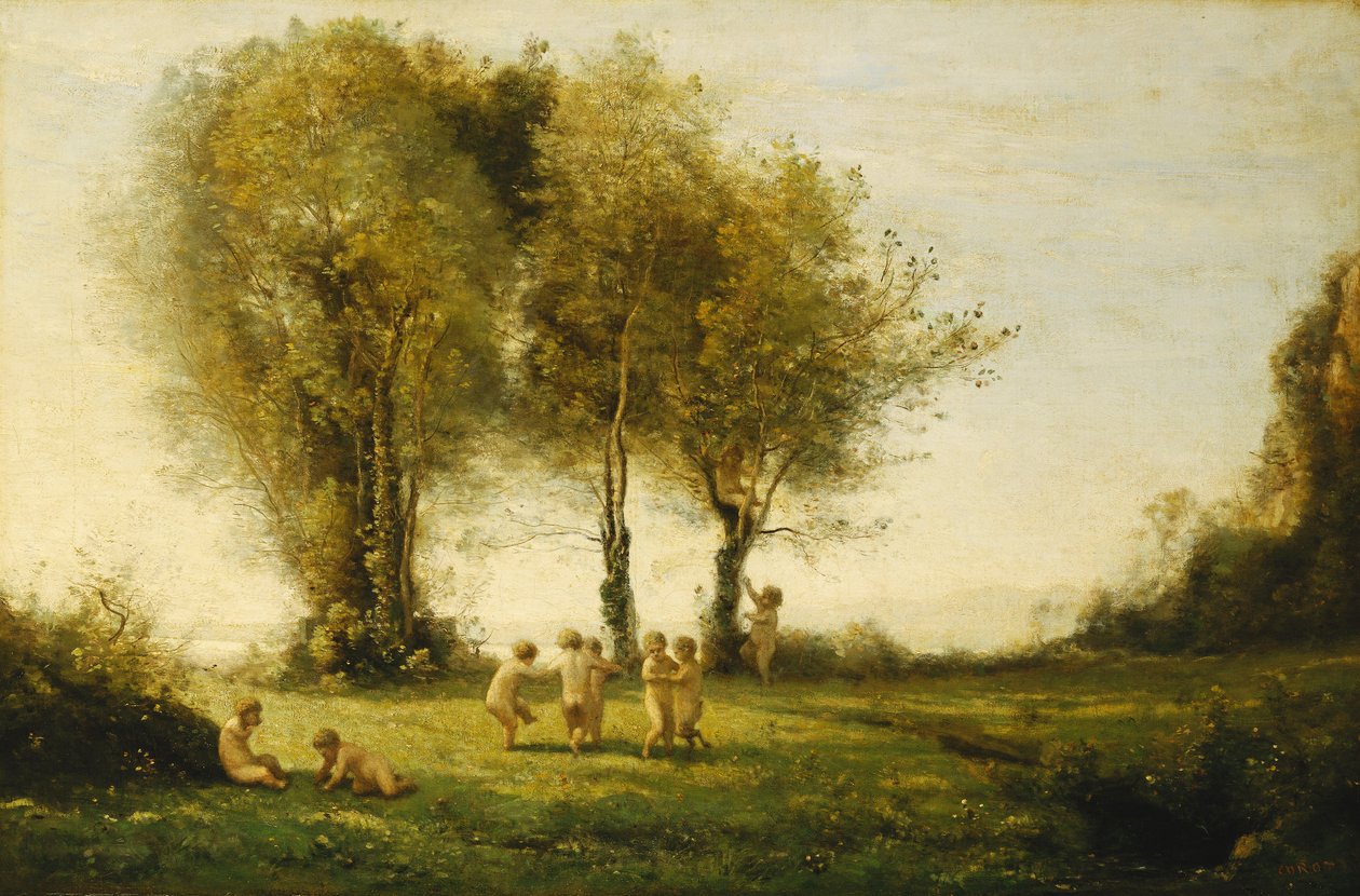 Szerelem fordulója; Napkelte; Ámor fordulója; Napkelte, 1854-55 körül alkotó: Jean Baptiste Camille Corot