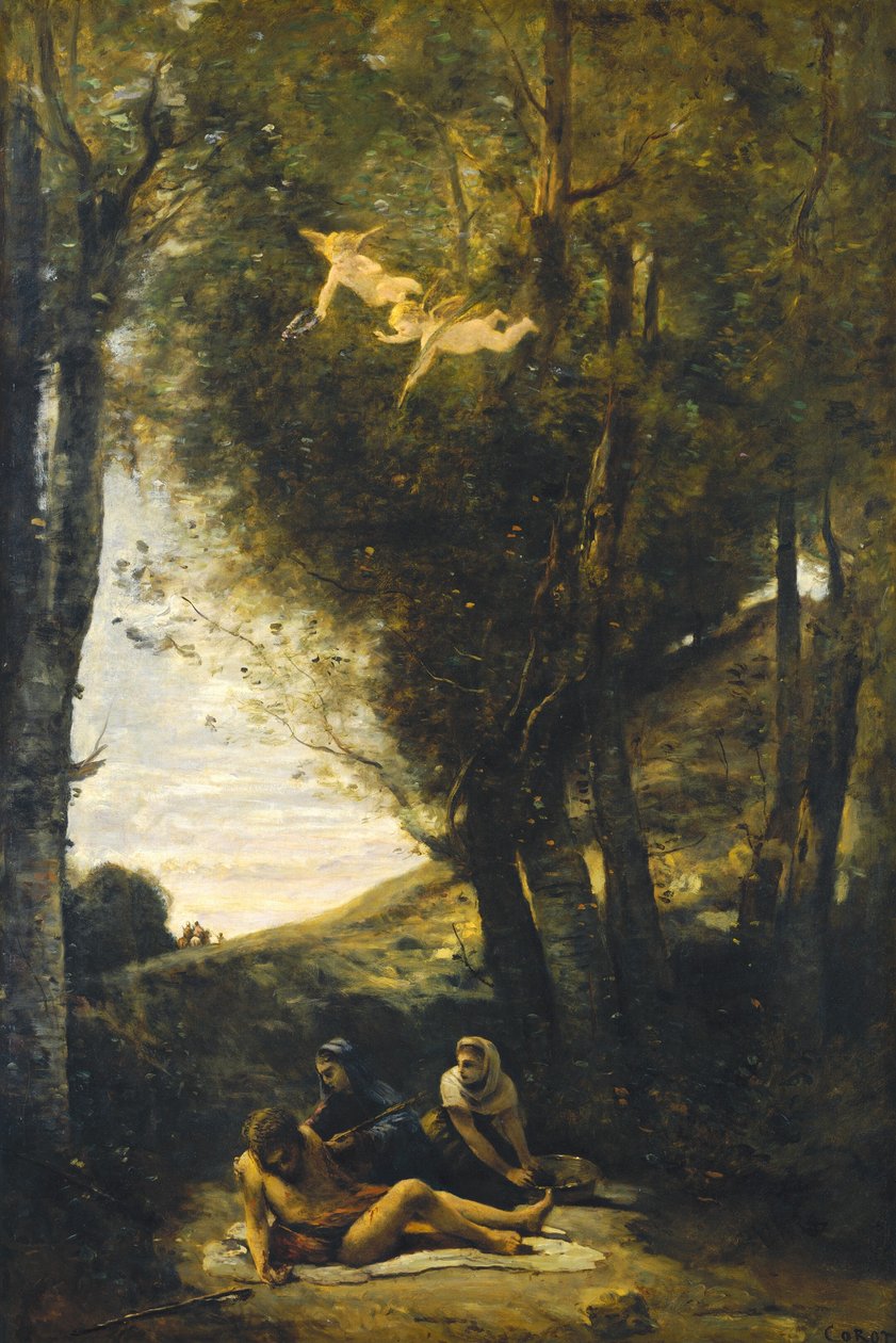 Szent Sebestyént a Szent Asszonyok támogatták alkotó: Jean Baptiste Camille Corot