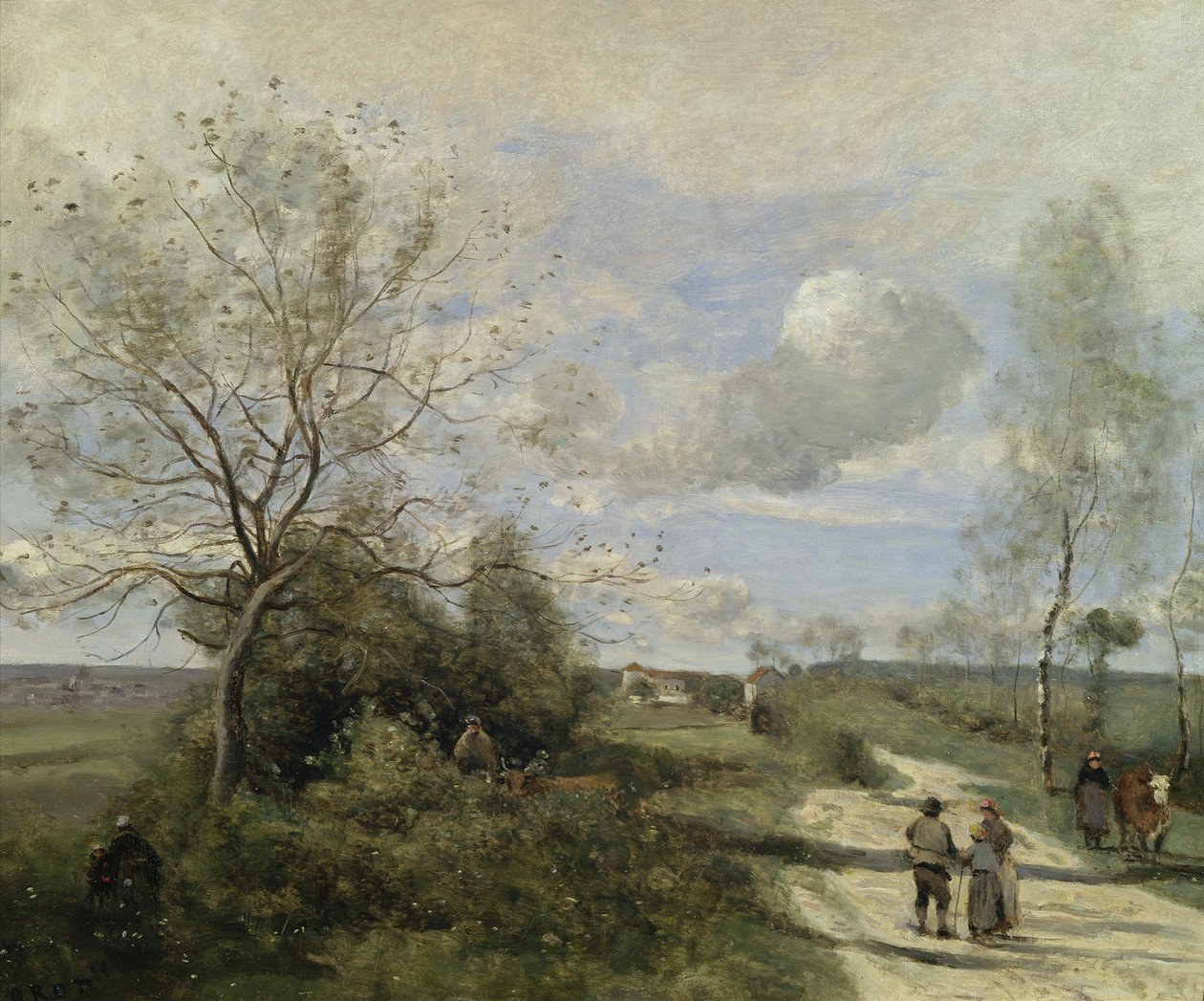 Saintry, Corbeil közelében, a fehér út alkotó: Jean Baptiste Camille Corot