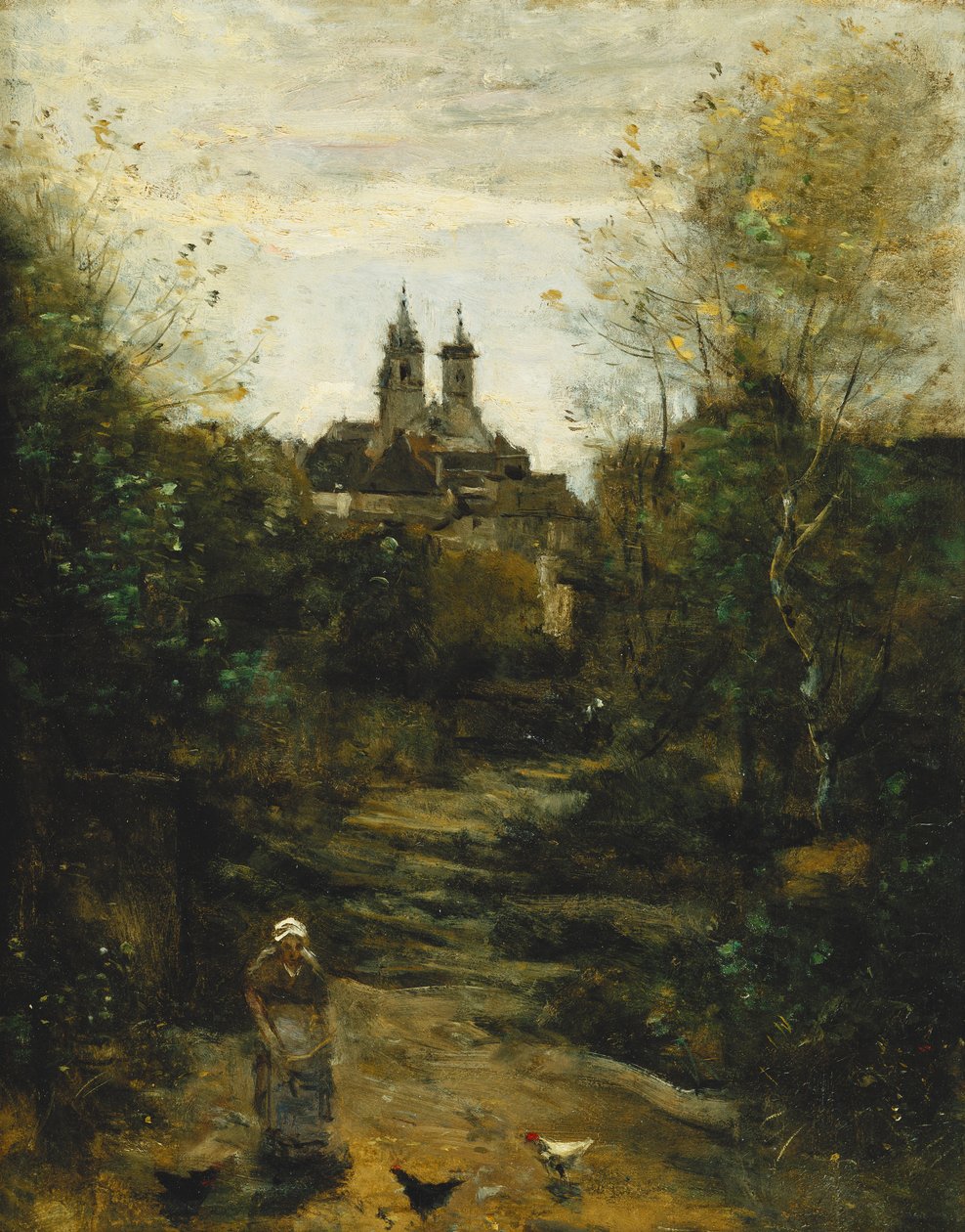 Semur, Az út a templomba; Semur, Az út az egyházhoz, 1855-1860 és 1872-1873 alkotó: Jean Baptiste Camille Corot