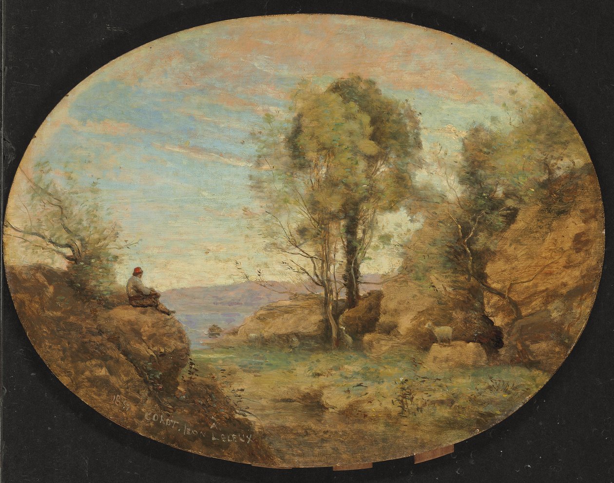 Pásztor, aki egy sziklás szurdokra néz, 1859 alkotó: Jean Baptiste Camille Corot