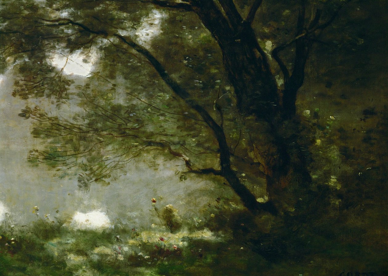 Pásztor. Emléklap Mortefontaine, Franciaország ... alkotó: Jean Baptiste Camille Corot