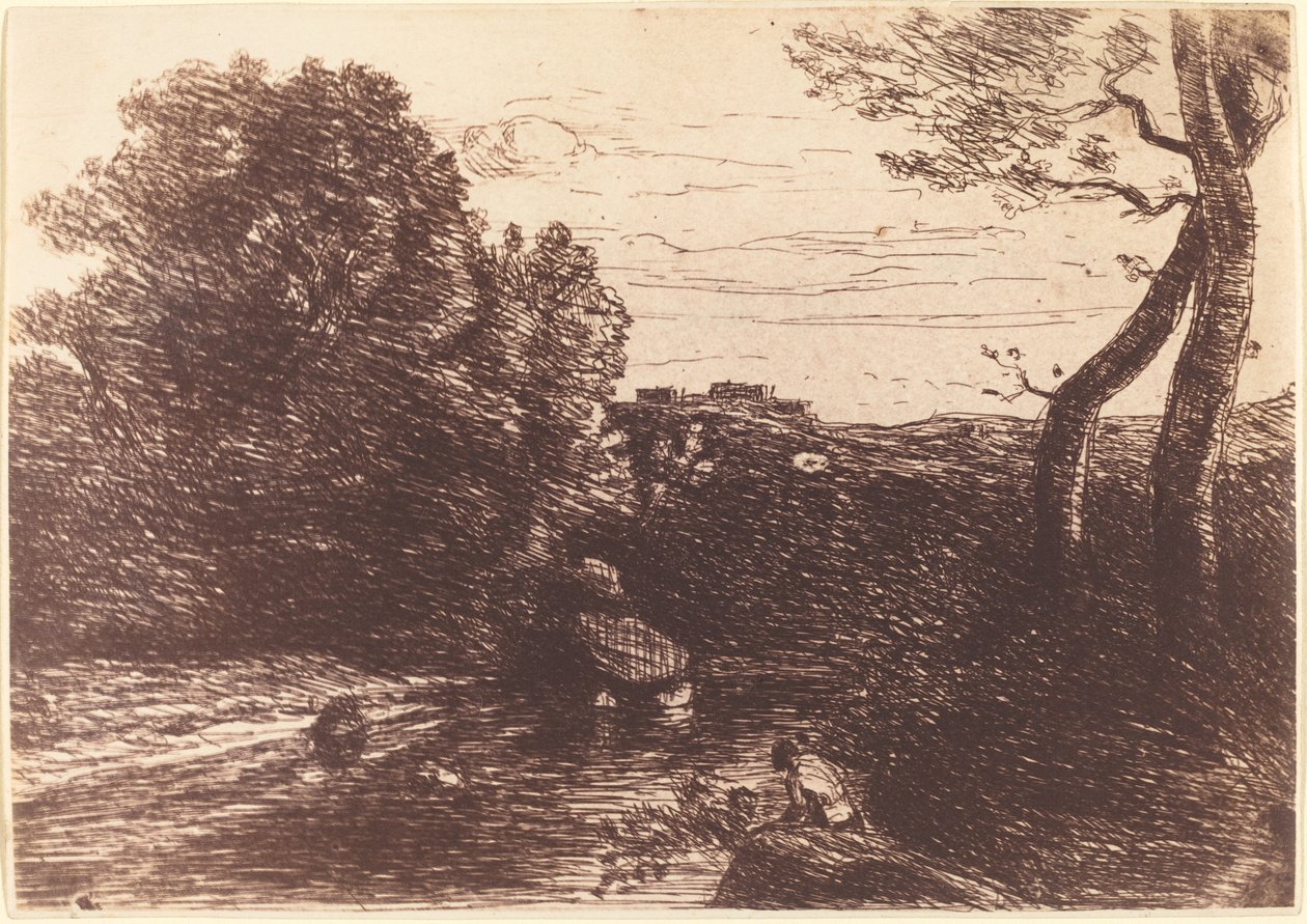 Pásztorfürdő Le Bain du berger, 1853. alkotó: Jean Baptiste Camille Corot