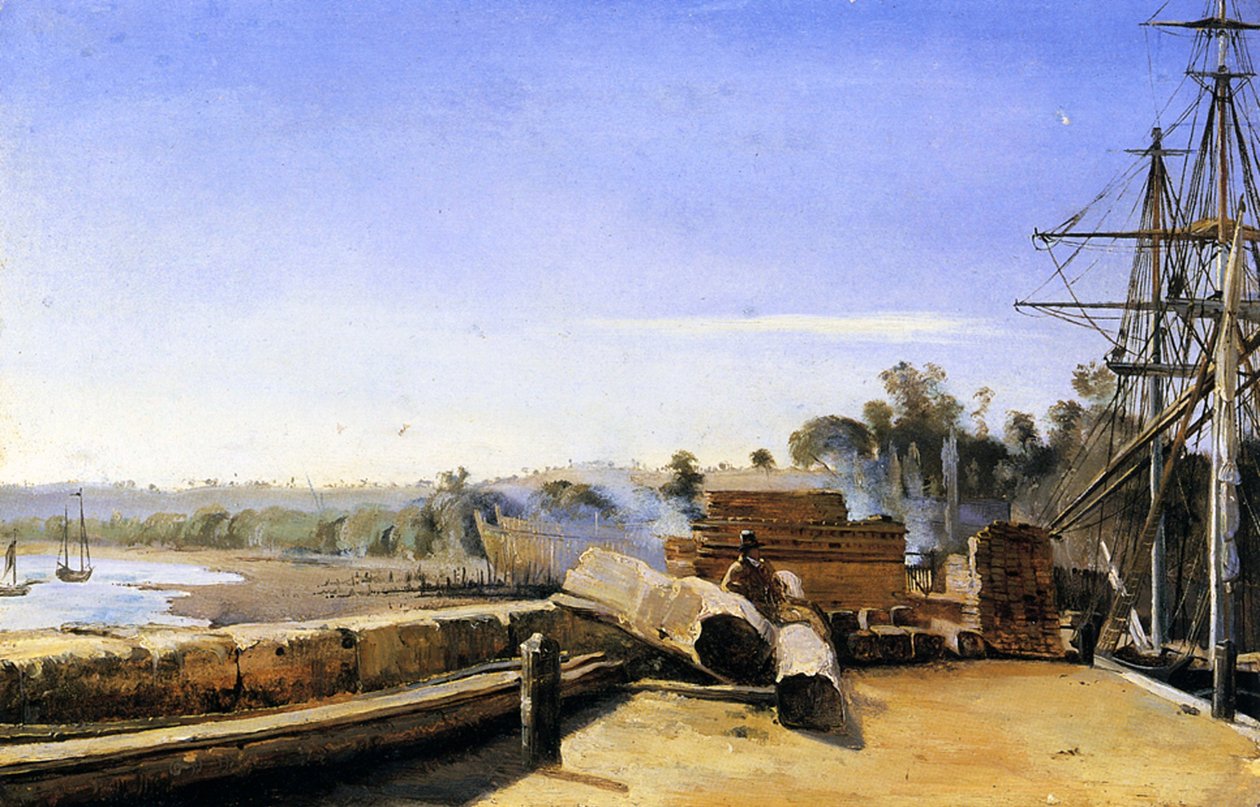 Honfleuri hajógyár, 1823 körül (olaj, papír) alkotó: Jean Baptiste Camille Corot