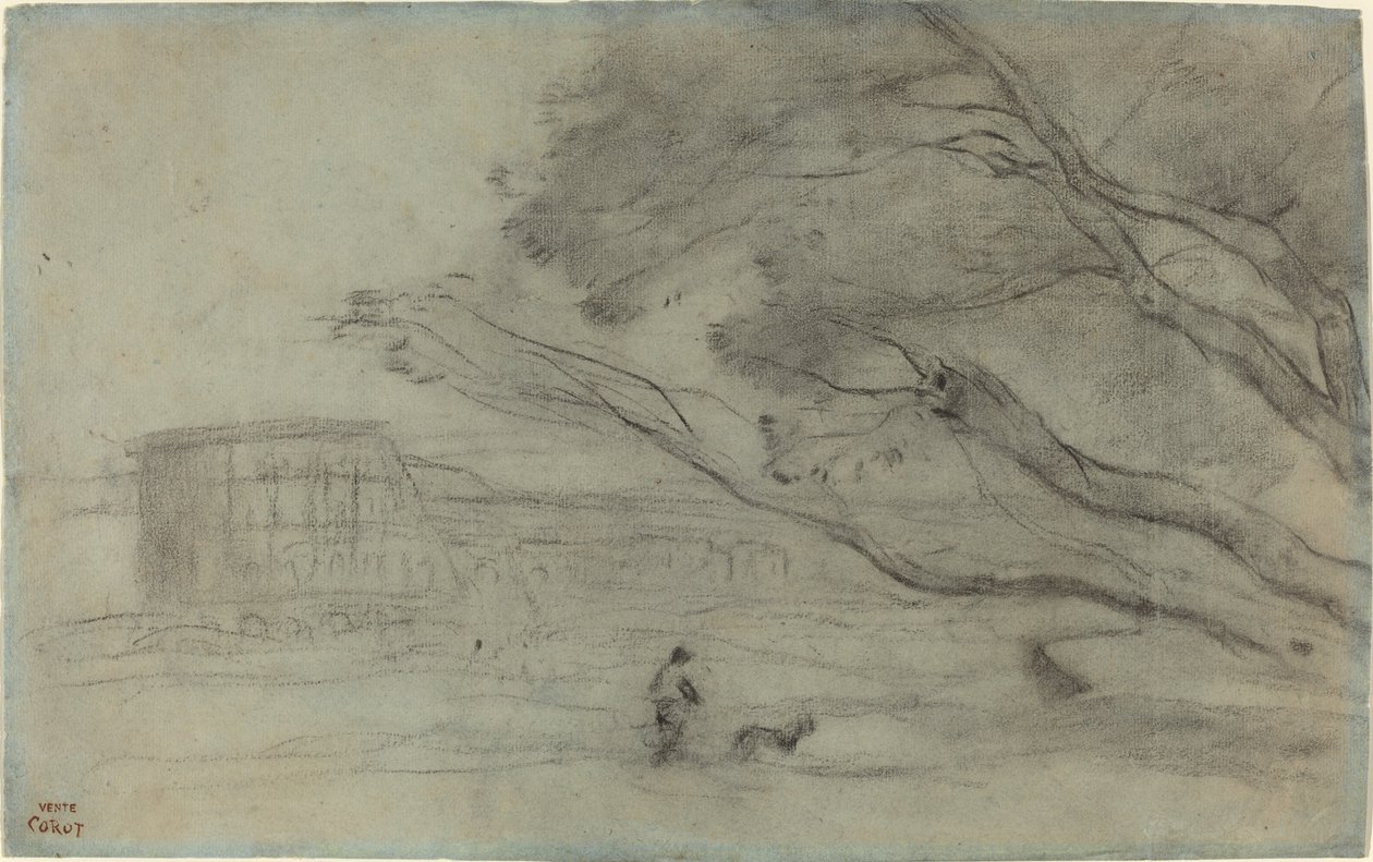 Emléktárgy: Római táj a Colosseummal, 18651870. alkotó: Jean Baptiste Camille Corot