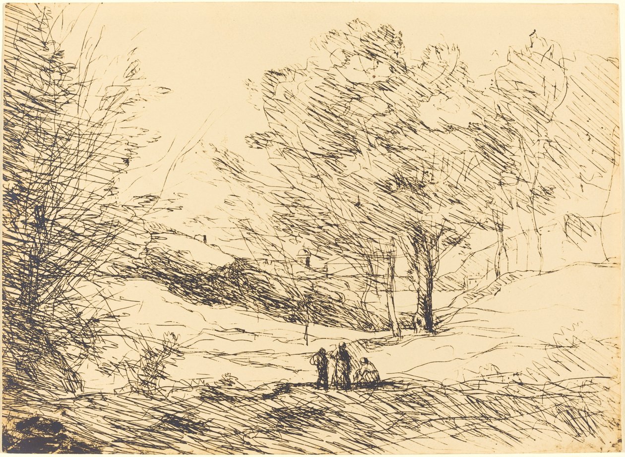 Maggiore-tó szuvenírje Maggiore-tó emléktárgya, 1871. alkotó: Jean Baptiste Camille Corot