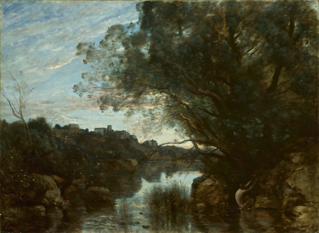 Emléktárgy a Nemi-tó környékéről, 1865. alkotó: Jean Baptiste Camille Corot