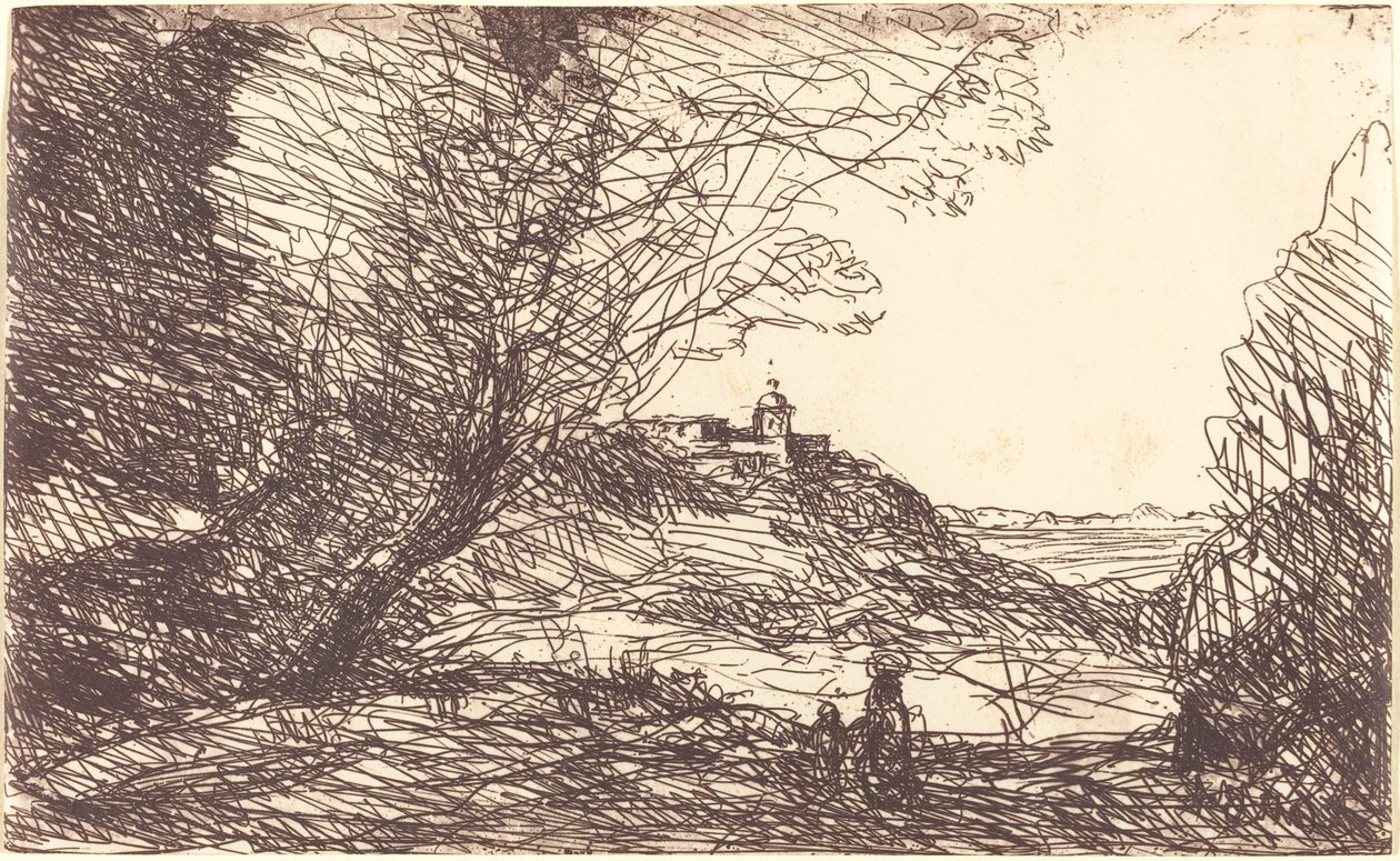Monaco környéki szuvenír Monaco környéki emléktárgy, 1860. alkotó: Jean Baptiste Camille Corot