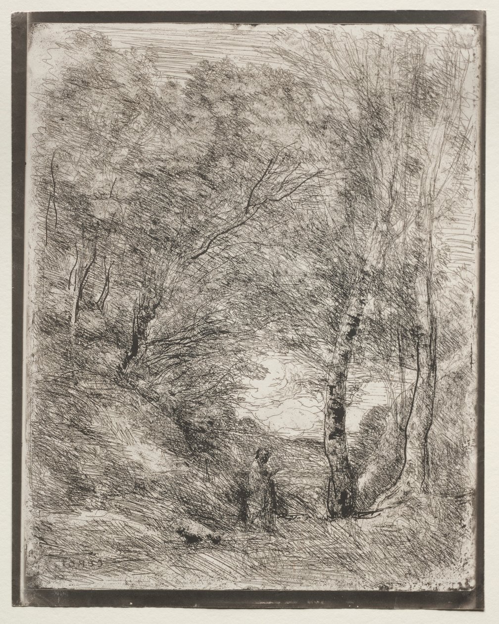 Horatius kertje, eredeti lenyomat 1855, 1921-ben nyomtatták. alkotó: Jean Baptiste Camille Corot