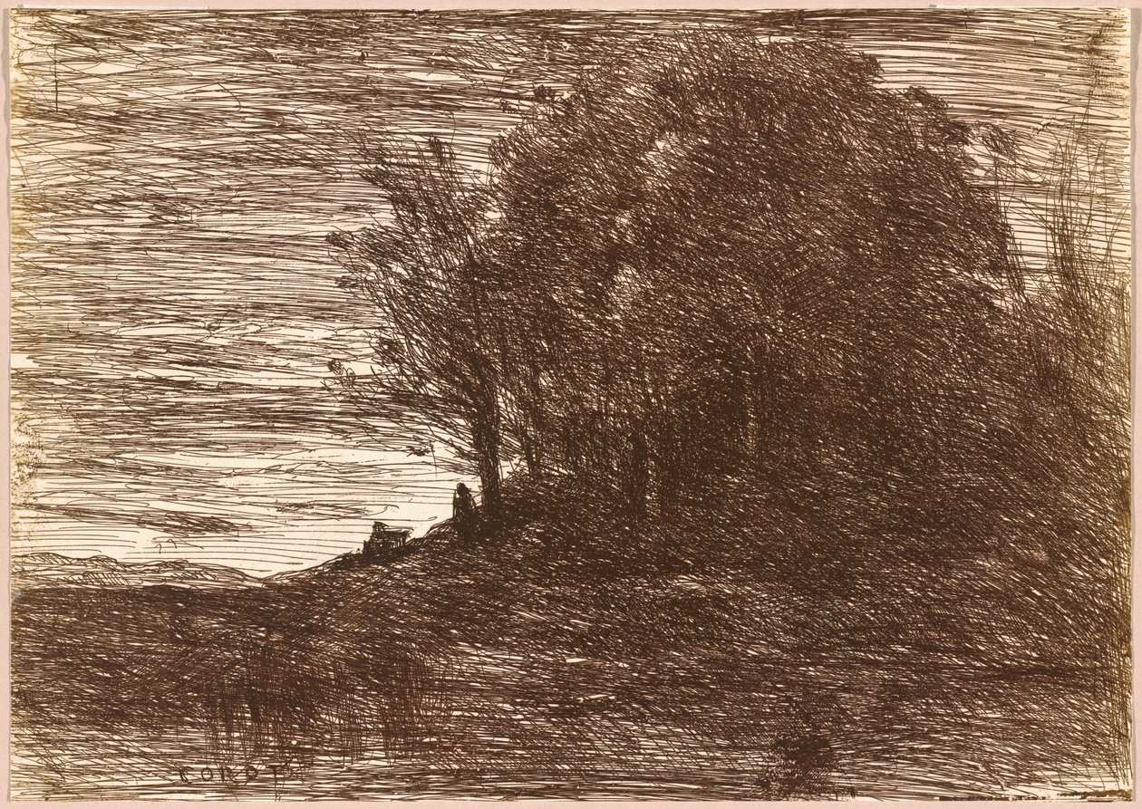 A Remete erdő, vagy a Trasimene-tó partja alkotó: Jean Baptiste Camille Corot