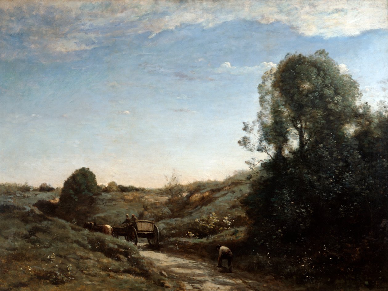 A lovaskocsi, Marcoussis emléke Montlhery közelében, 1855 alkotó: Jean Baptiste Camille Corot