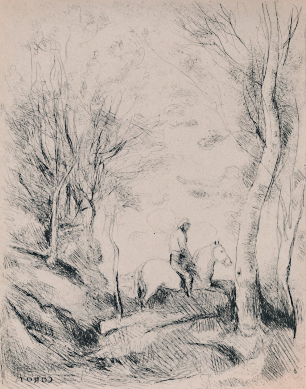 A lovas az erdőben, 1854 körül, 1946 alkotó: Jean Baptiste Camille Corot
