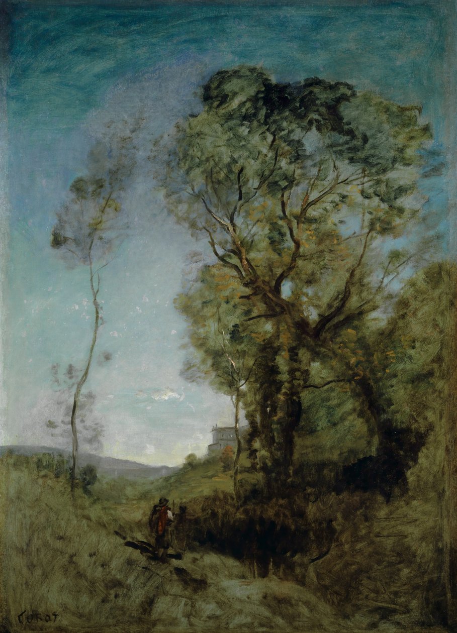 Az olasz villa a fenyők mögött, 1855-65 alkotó: Jean Baptiste Camille Corot