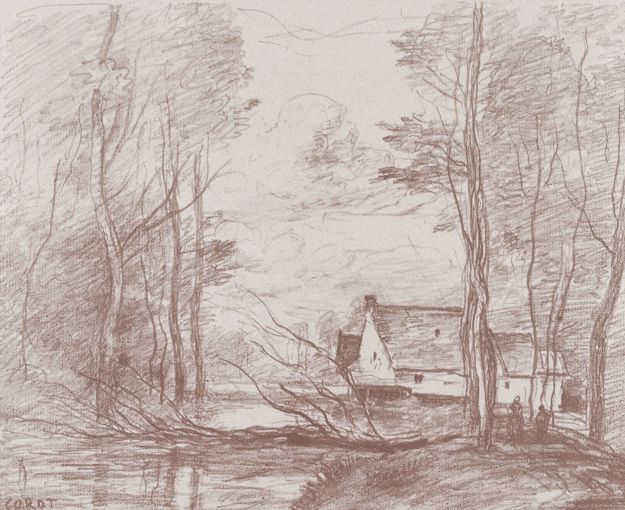 The Mill at Cuincy, Near Douai, 1871-72. alkotó: Jean-Baptiste-Camille Corot