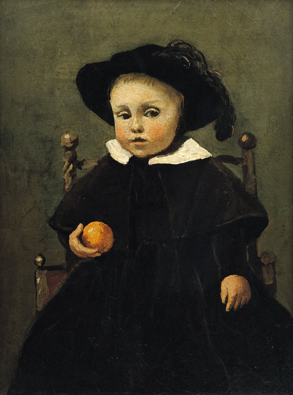 A festő Adolphe Desbrochers (1841-1902) gyermekként, kezében egy narancs, 1845 alkotó: Jean Baptiste Camille Corot