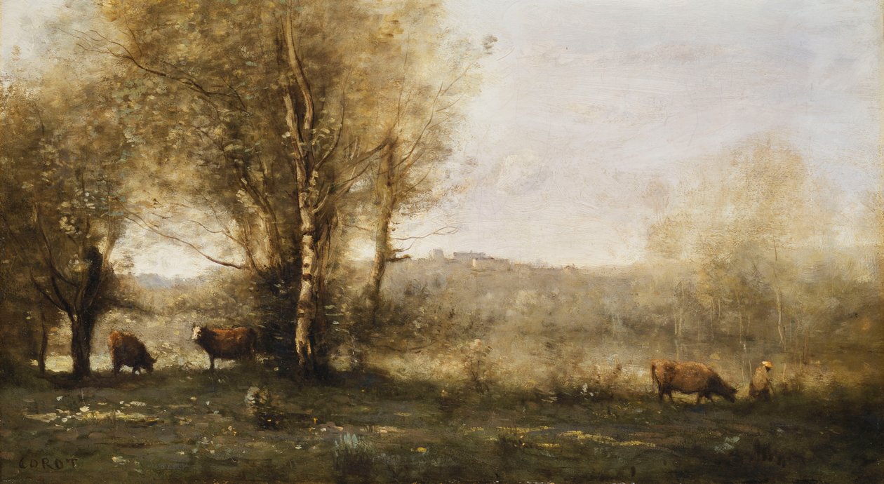 A tó három tehénnel alkotó: Jean Baptiste Camille Corot