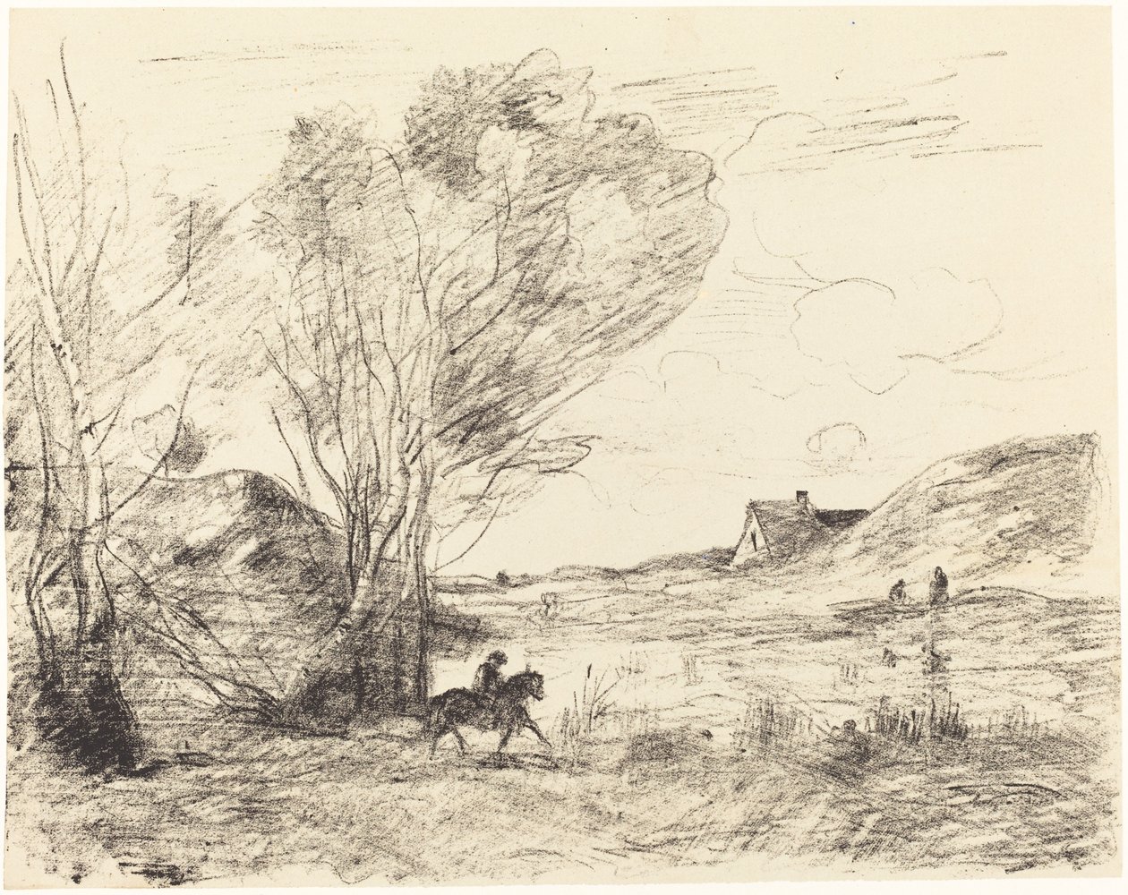 A lovas a nádasban A lovas a nádasban, 1871. alkotó: Jean Baptiste Camille Corot