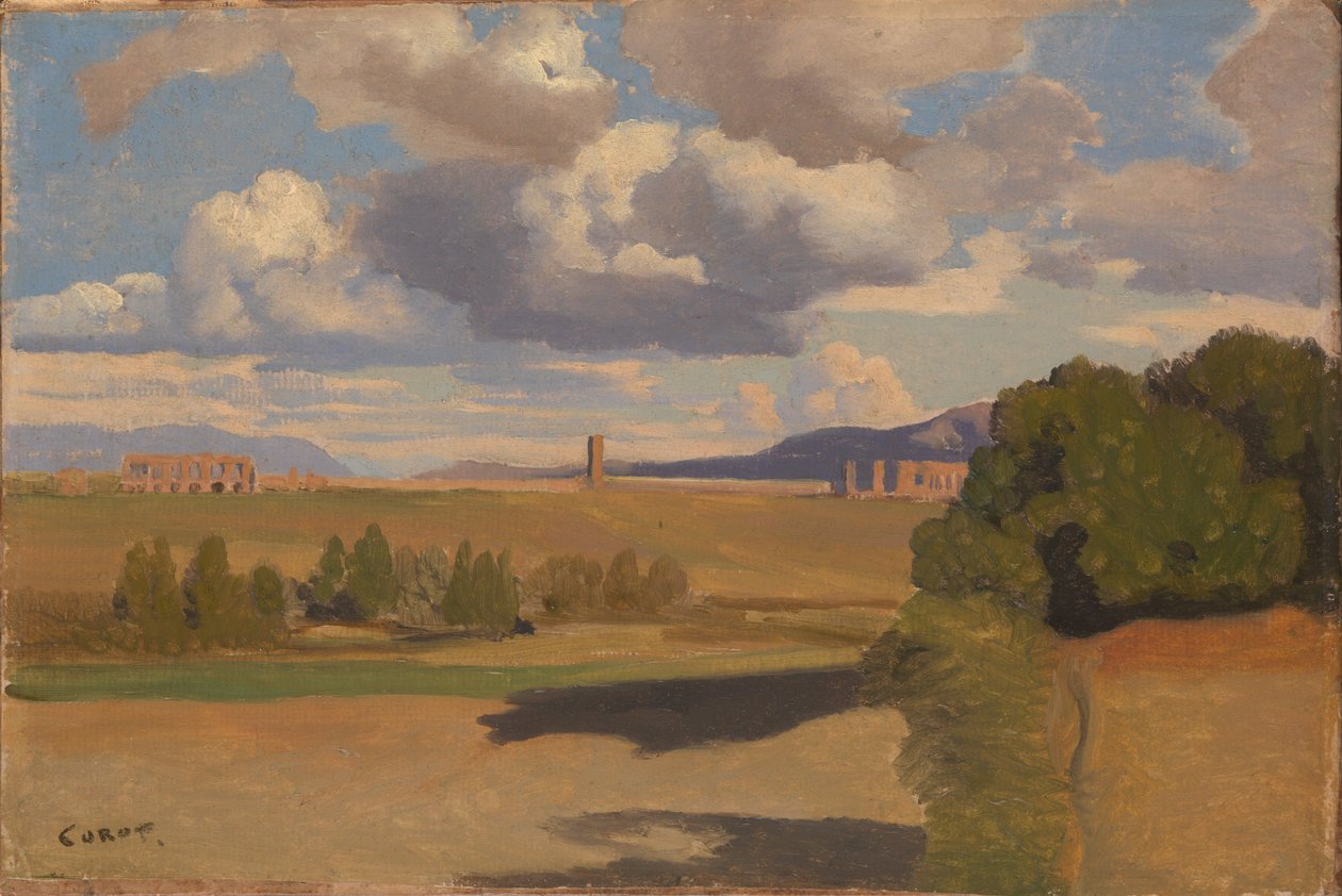 A római Campagna, a Claudiusi vízvezetékkel alkotó: Jean Baptiste Camille Corot