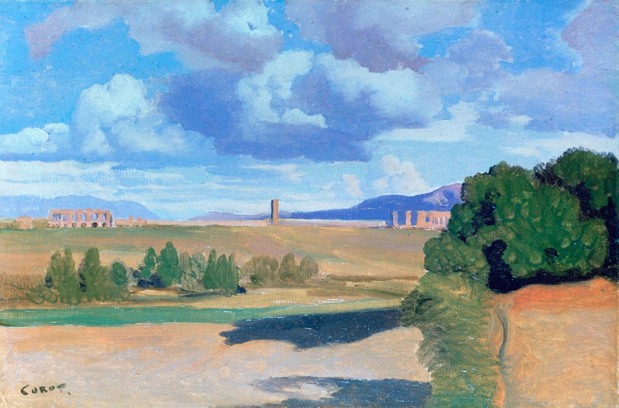 A római Campagna a Claudian-vízvezetékkel, 1826 alkotó: Jean Baptiste Camille Corot
