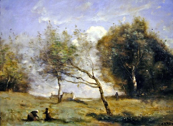 A kis tanya környezete (olaj, vászon) alkotó: Jean Baptiste Camille Corot