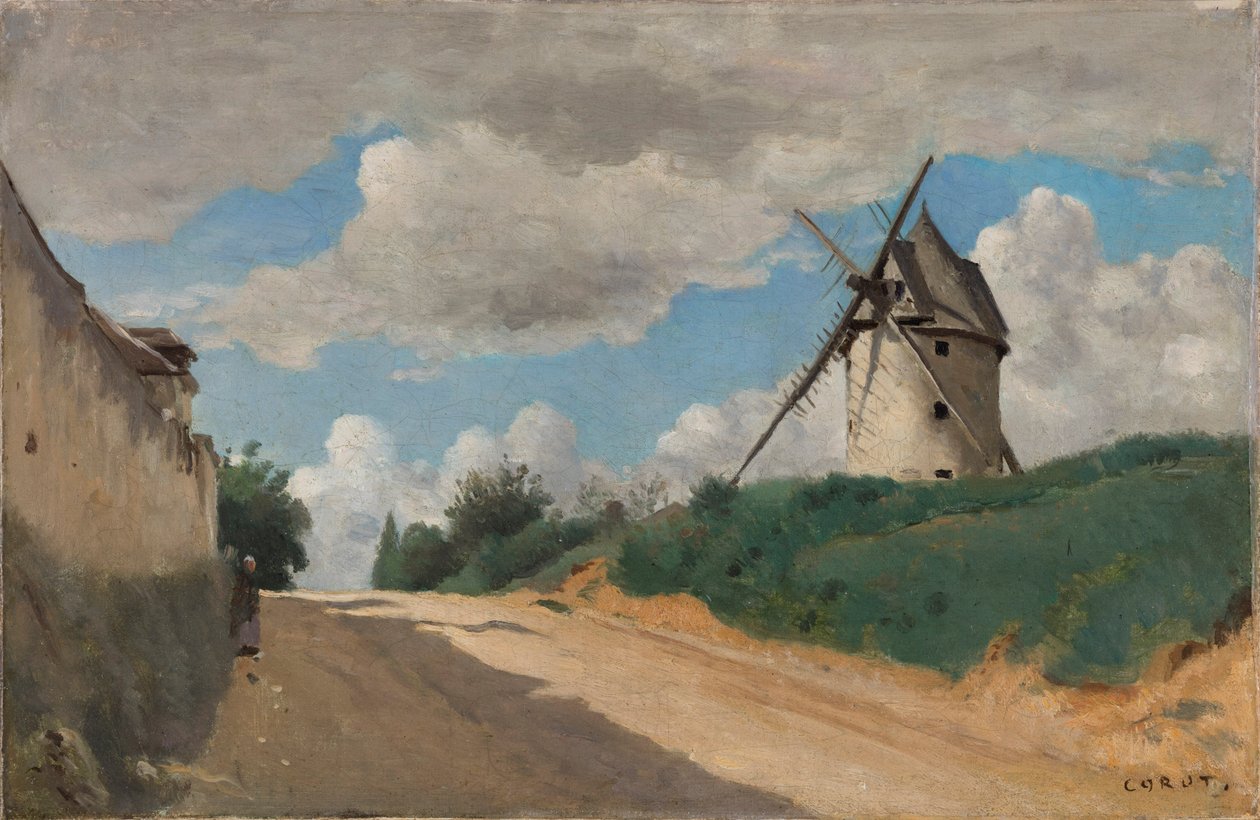 A szélmalom, 1835-1840 körül. alkotó: Jean Baptiste Camille Corot