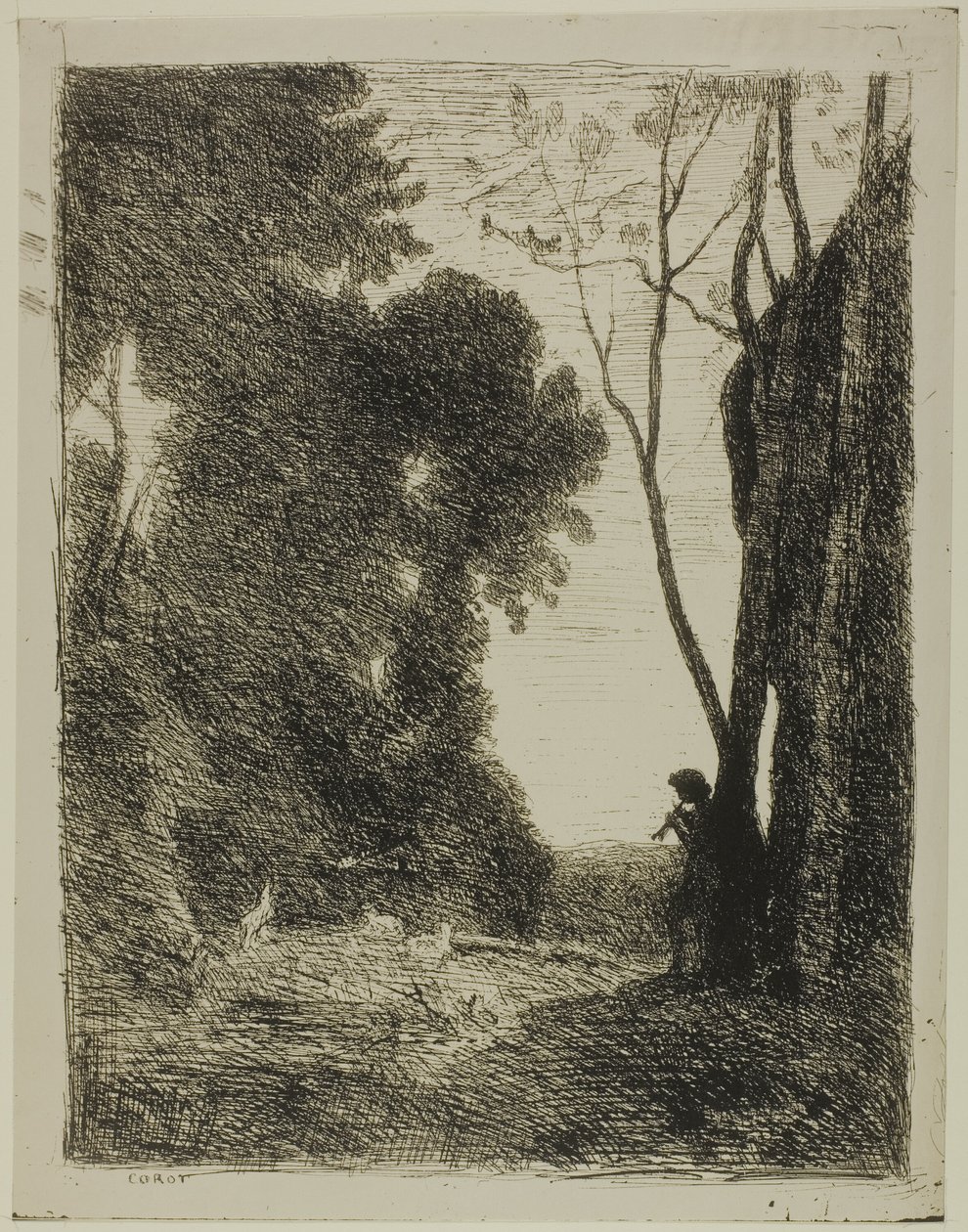 Az ifjú pásztor, második tányér alkotó: Jean Baptiste Camille Corot