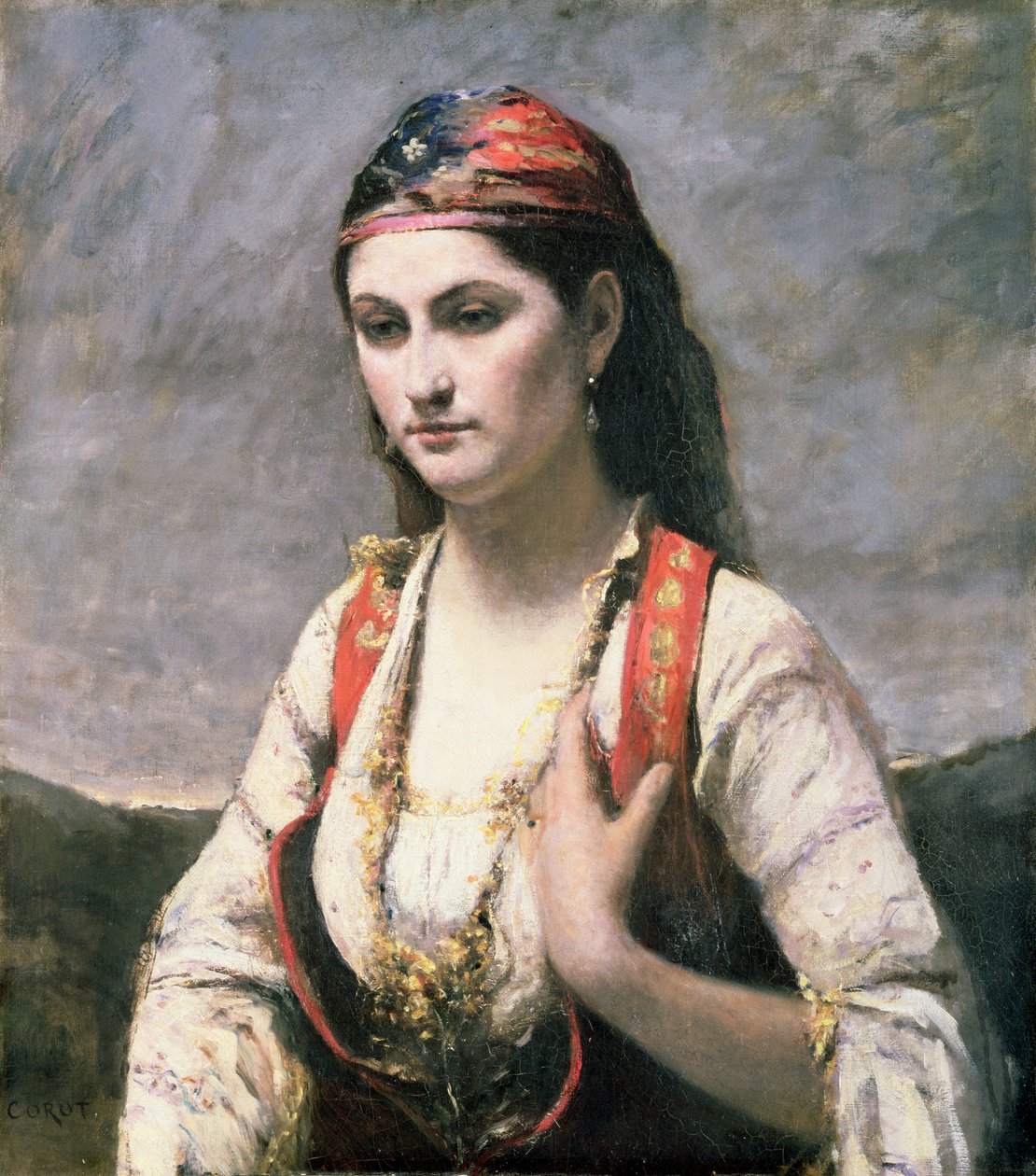 Az albanói fiatal nő, 1872 alkotó: Jean Baptiste Camille Corot