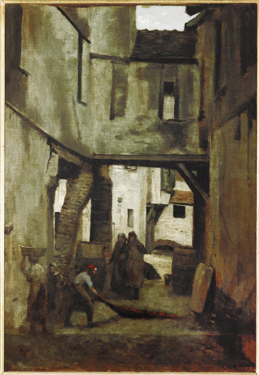 A franciaországi Mantes bőrgyárai ... alkotó: Jean Baptiste Camille Corot